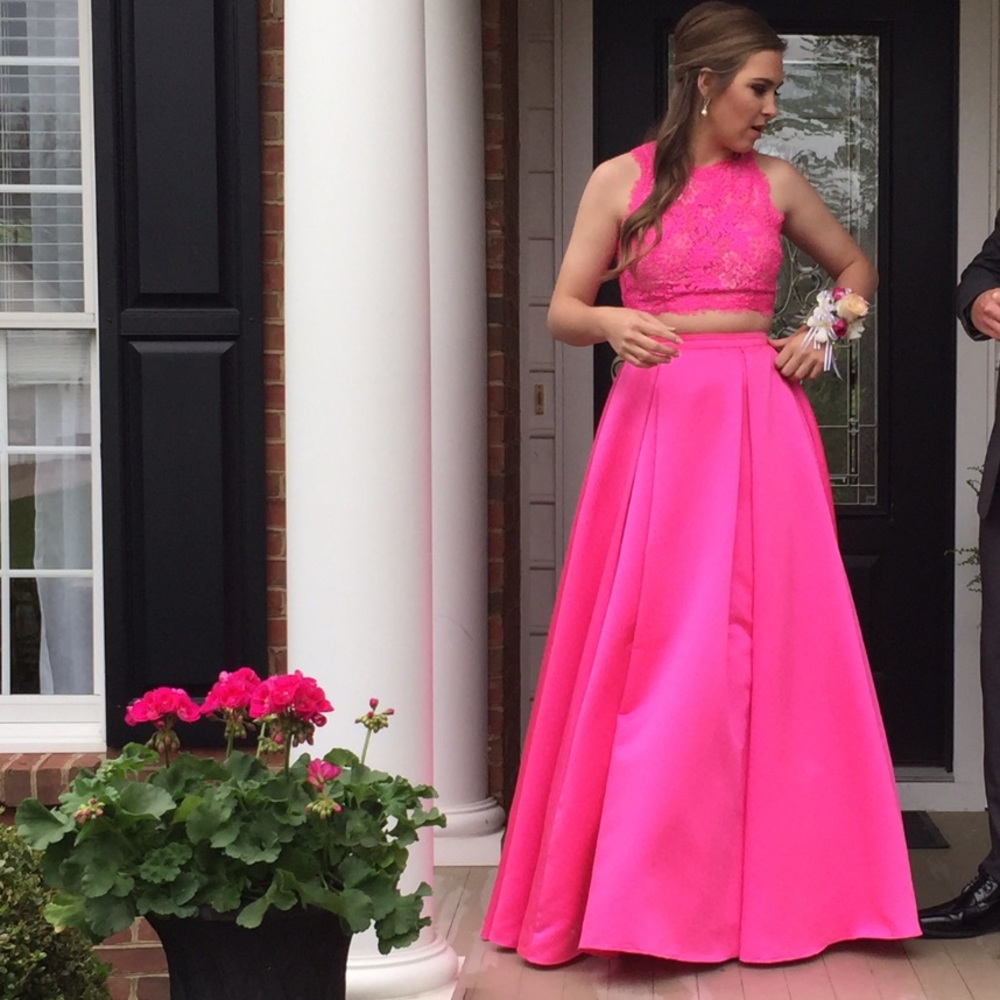 Hot Pink Jovani 2 piece prom dress size 4